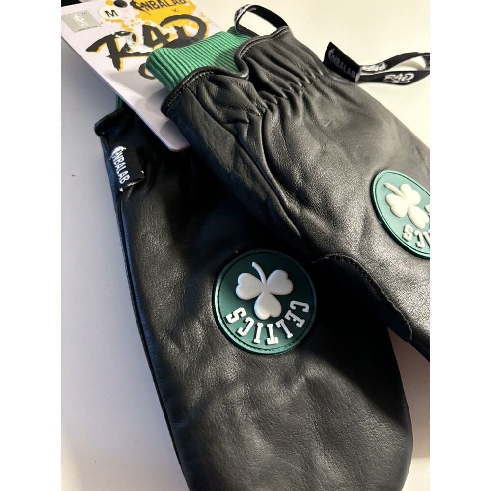 BOSTON CELTICS NBA Gloves Mittens Men's Medium NEW Black New LAB X RAD
